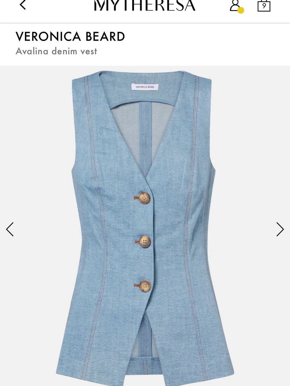 Veronica Beard light blue denim sleeveless vest